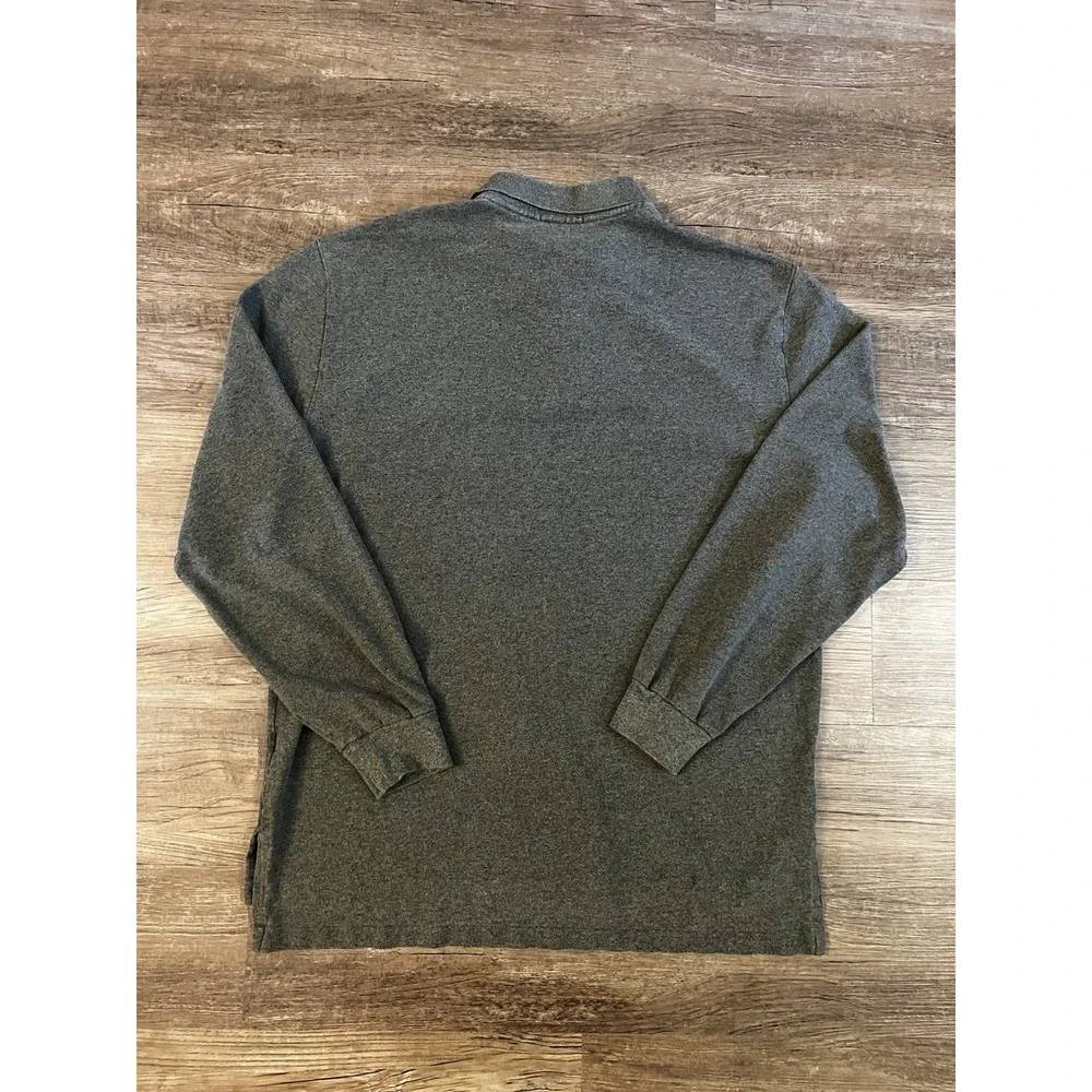 Polo Ralph Lauren Large Men's Long Sleeve Green Knit Orange Pony D26